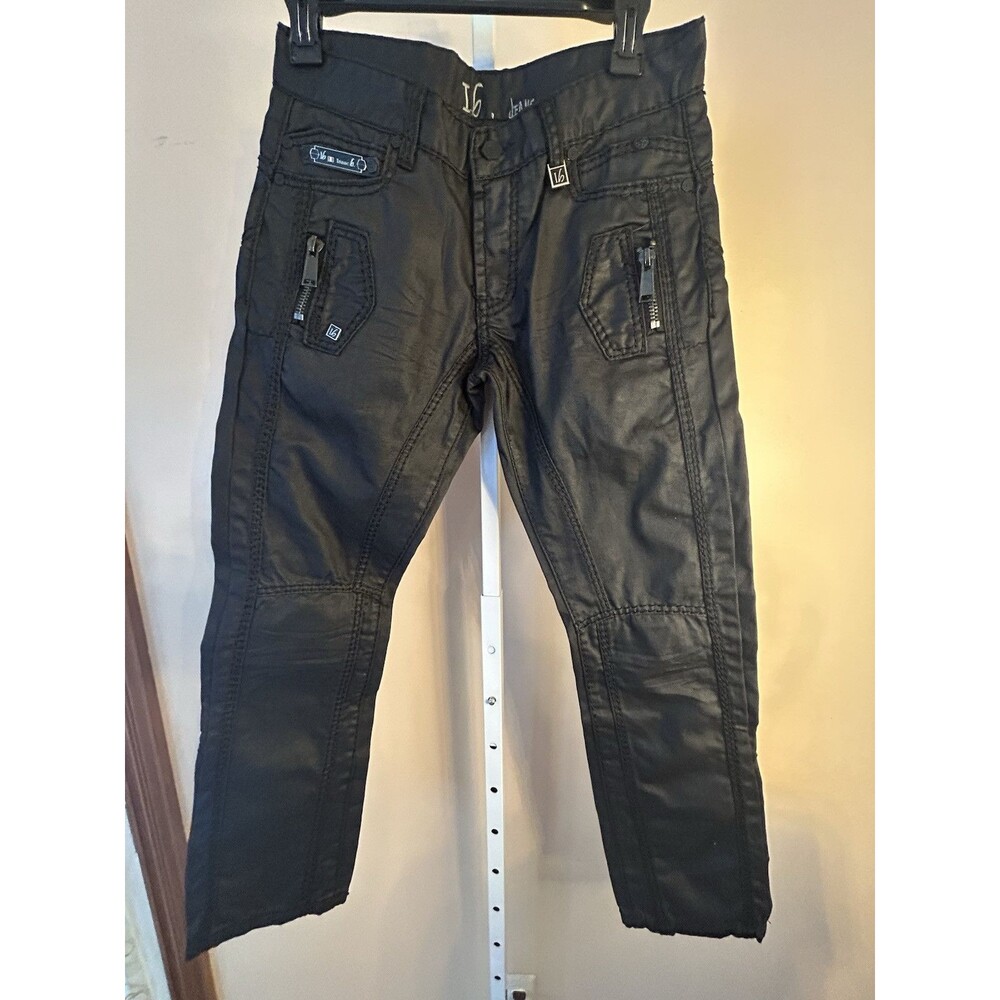 Isaac b Designer Distress Black Goth Pant Jean Sz. 29x29” Zipper Pocket Y2K Punk